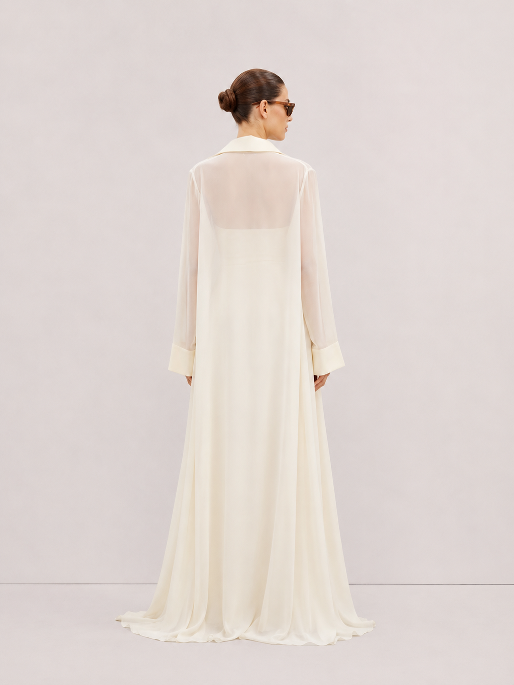Amaya Satin Mesh Maxi Dress Set - Ivory
