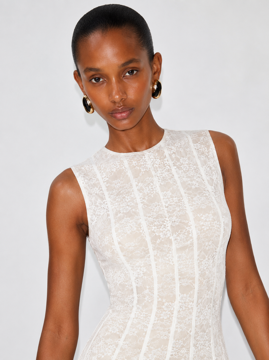 Acacia Lace Midi Dress - White