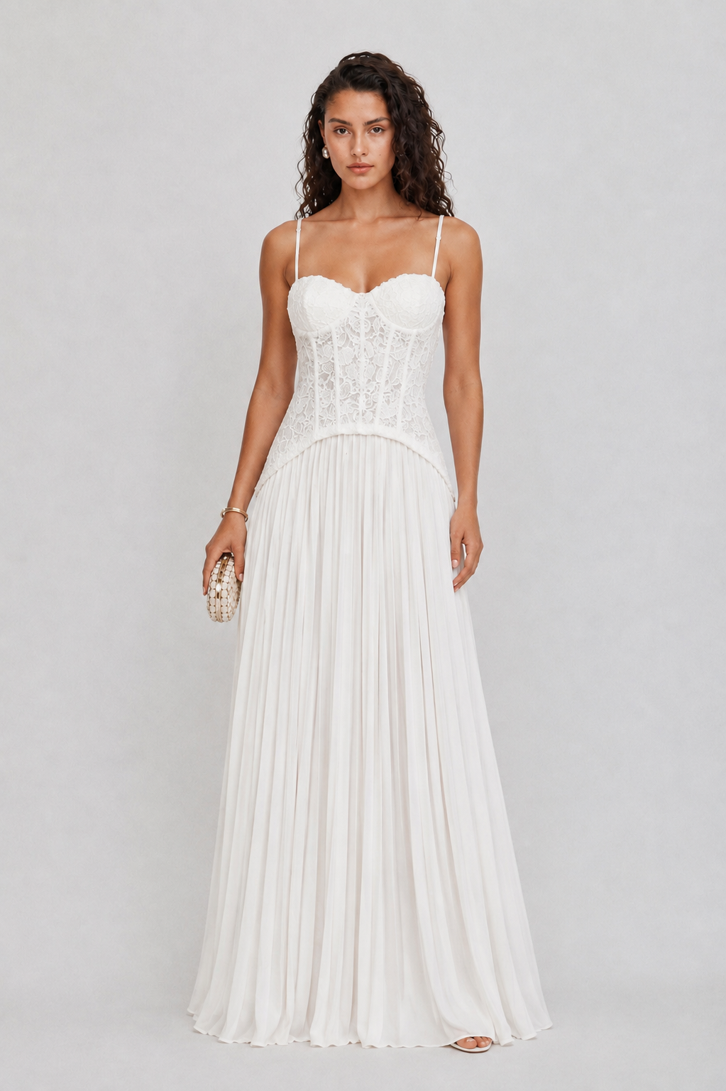 Solene Lace Pleated Dress