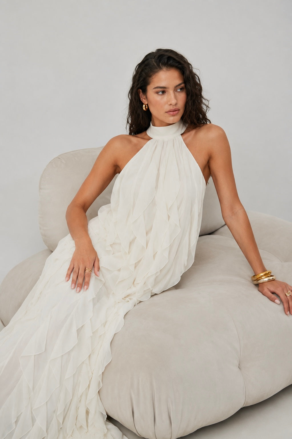 Julia Ruffle Halter Maxi Dress