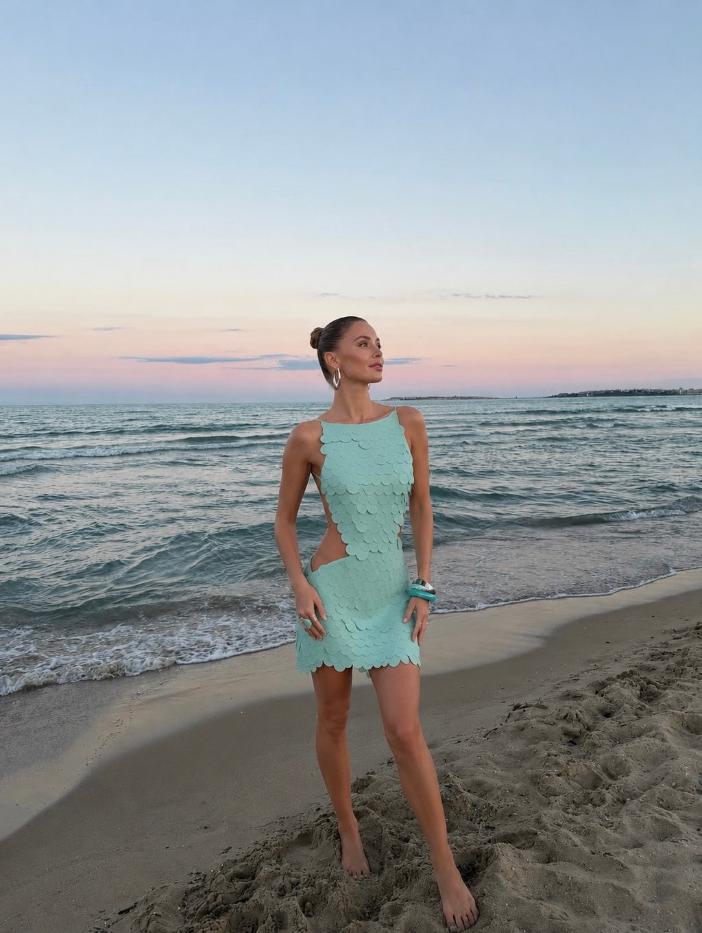 Federica Handmade Sequin Mini Dress - Turquoise
