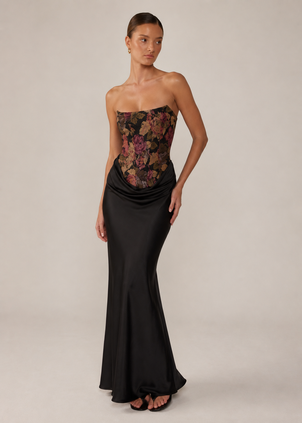 Abigail Floral Satin Maxi Dress
