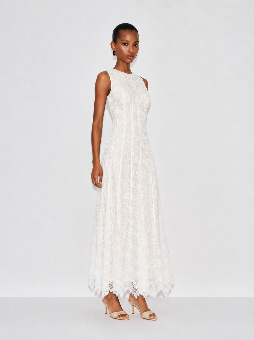 Acacia Lace Midi Dress - White