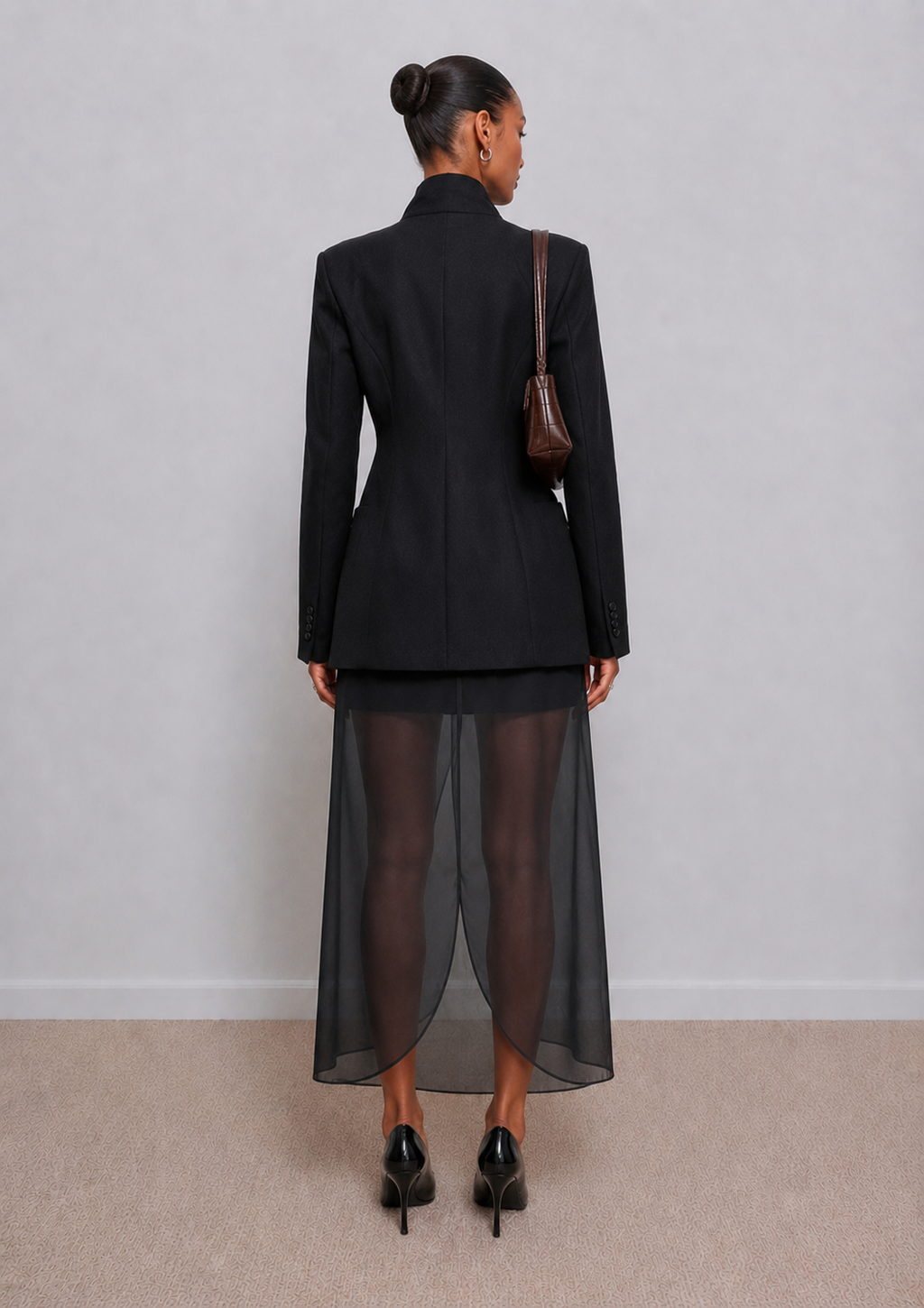 Tess Structure Woven Blazer Dress Black
