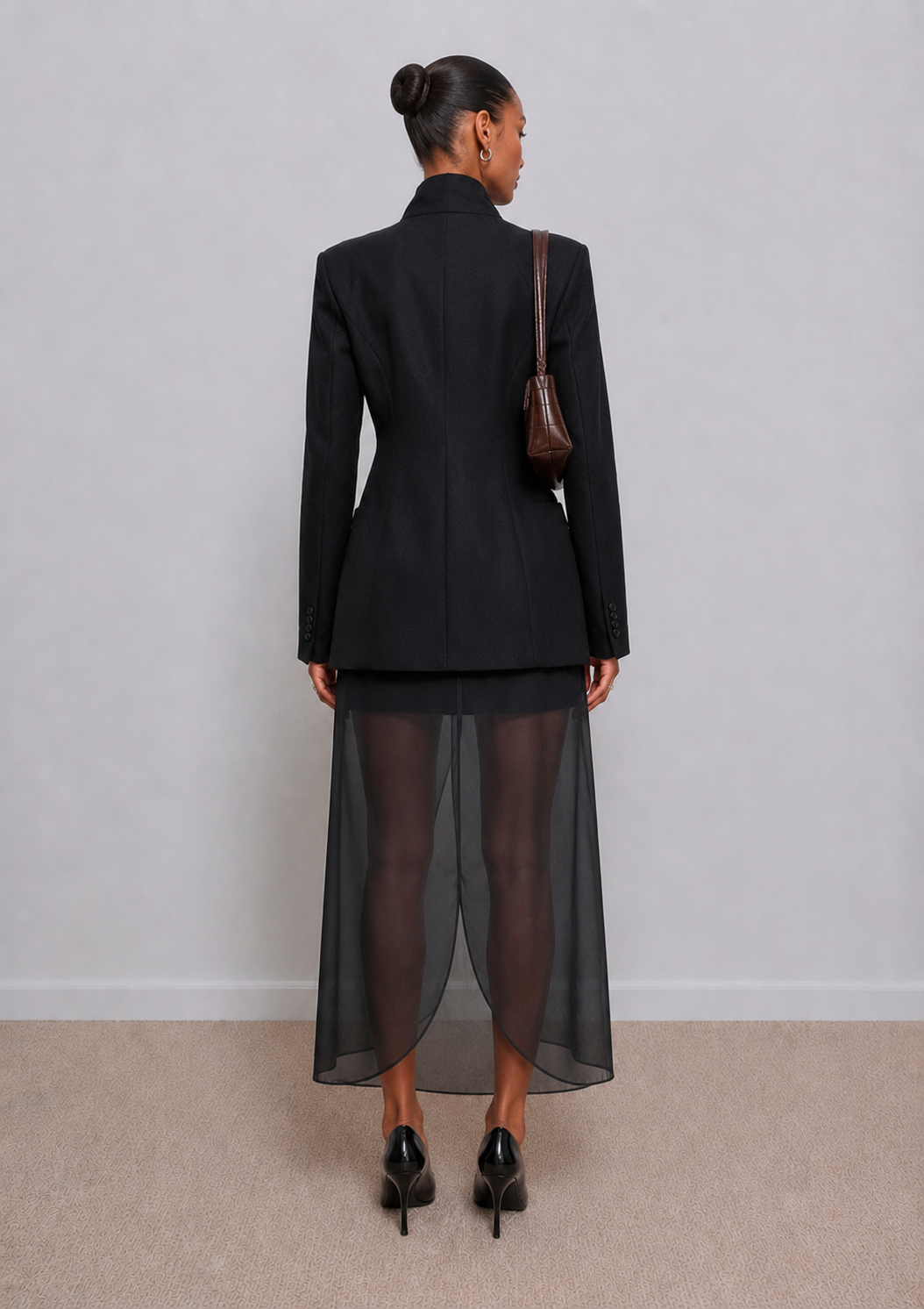Tess Structure Woven Blazer Dress Black