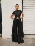 Loana Lace Top & Pants Set - Black