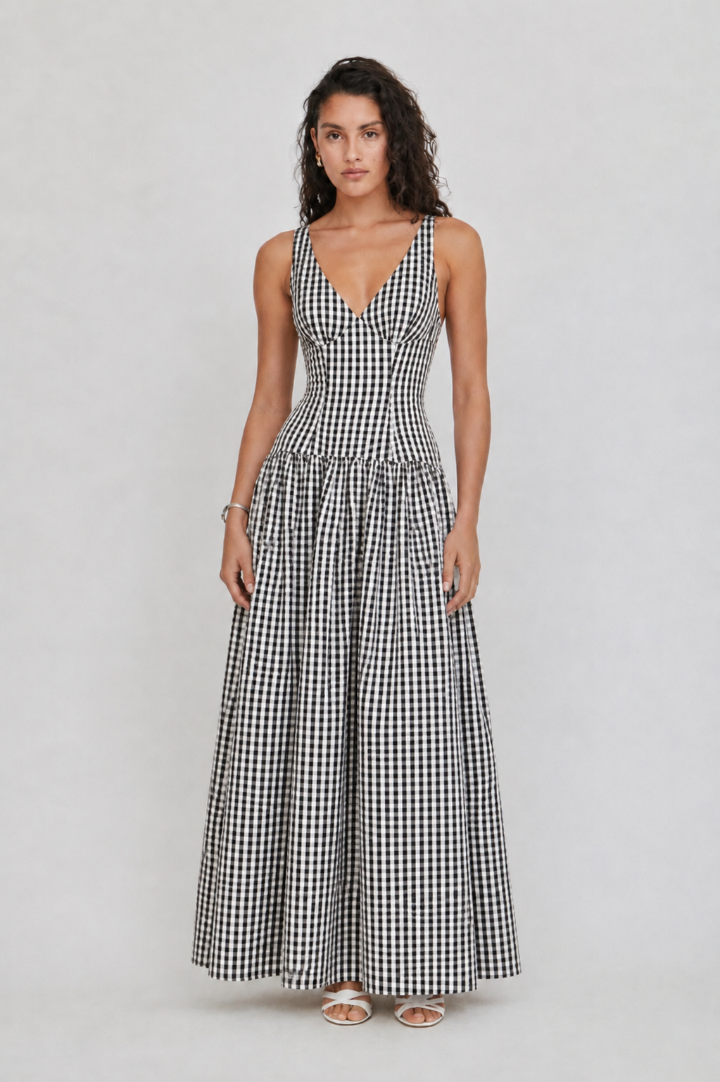 Rana Gingham Midi Dress