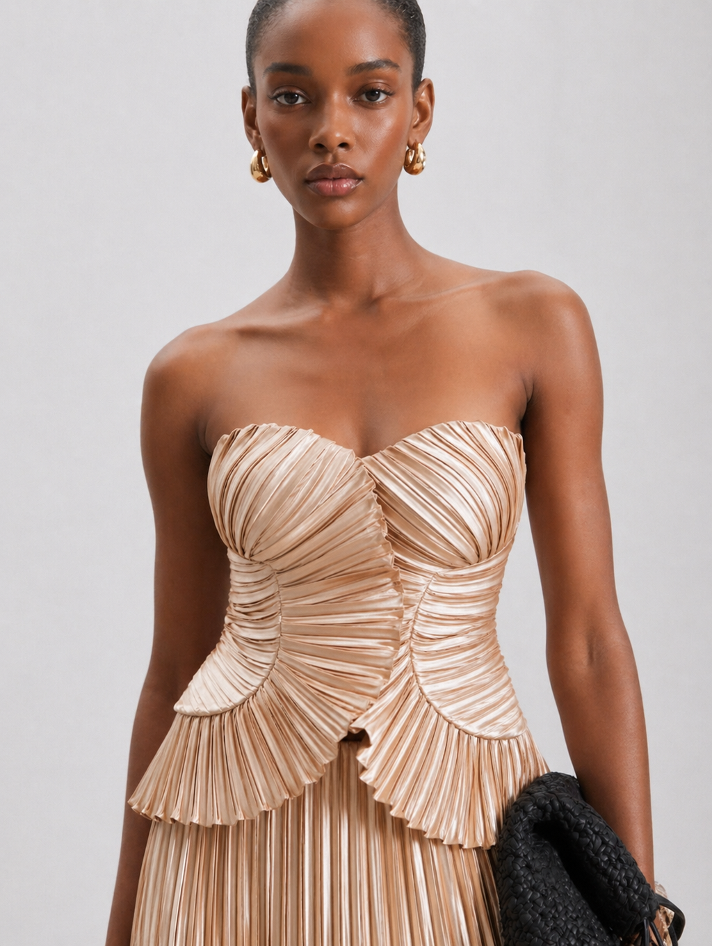 Sofia Pleated Maxi Dress Champagne