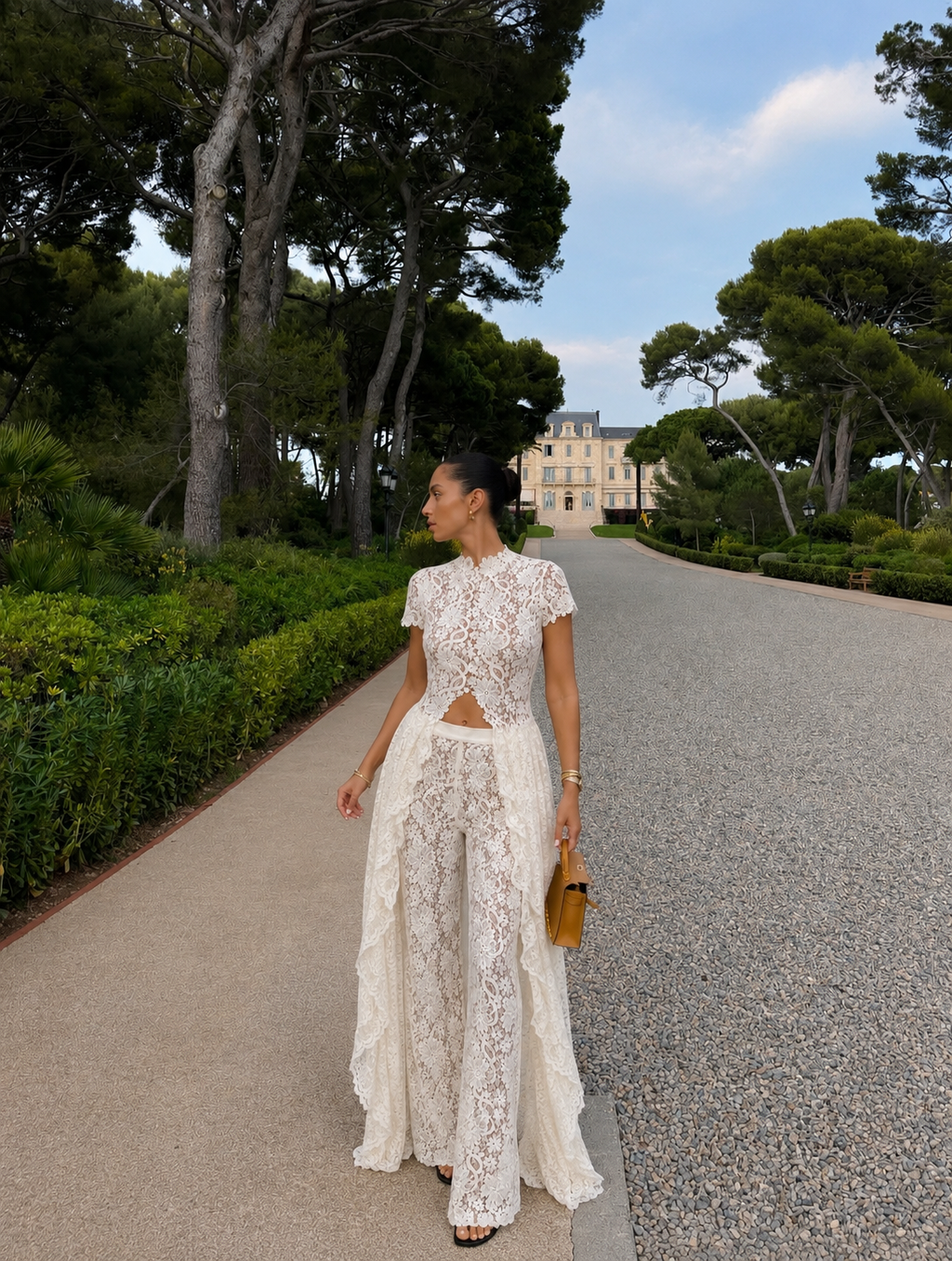 Loana Lace Top & Pants Set - White