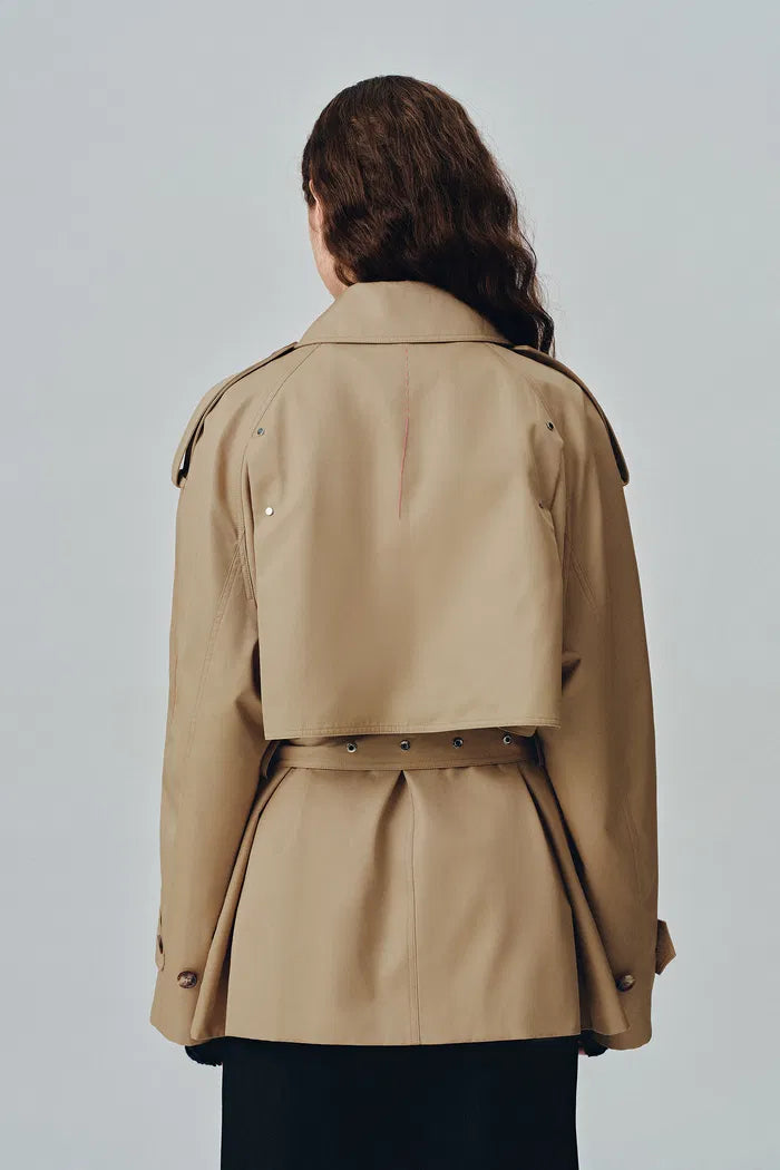 Lina Cropped Trench Coat in Cotton Twill