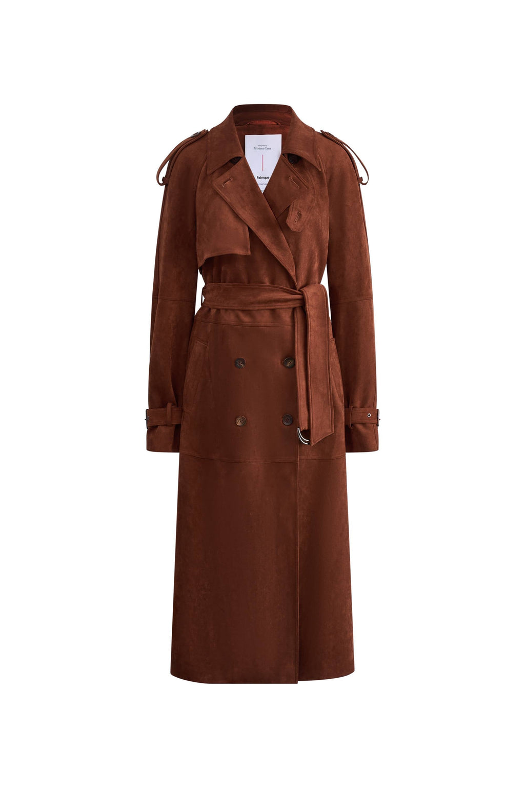 Tilda Detachable Epaulette  Trench Coat in Faux Suede