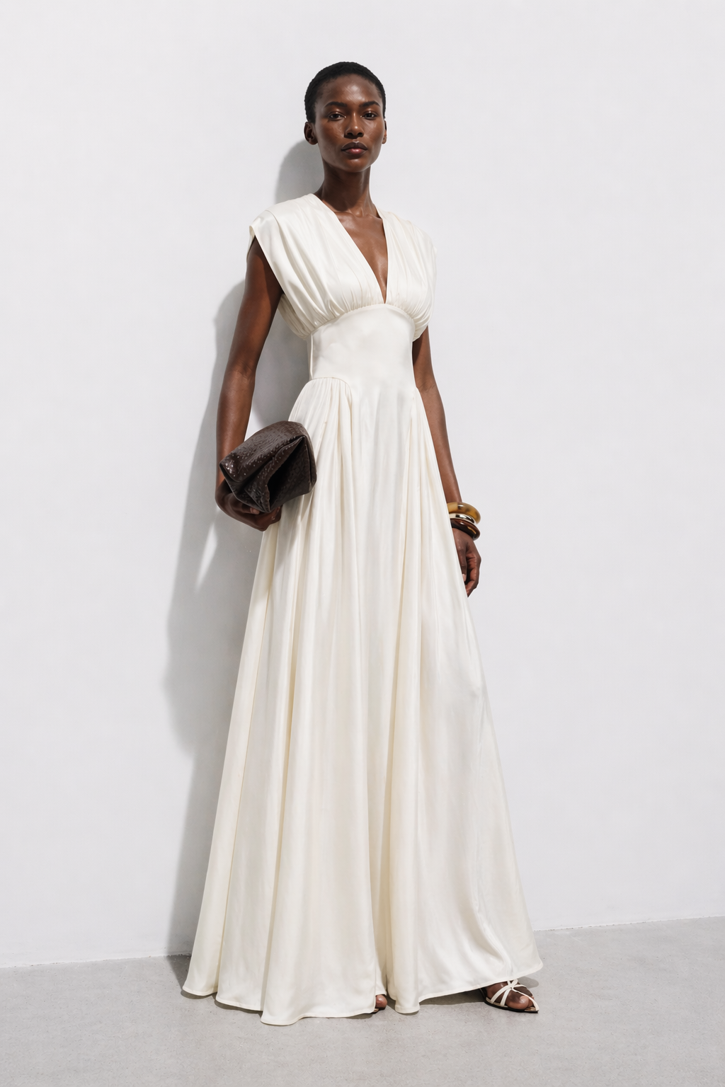 Roxie Satin Maxi Dress Cream