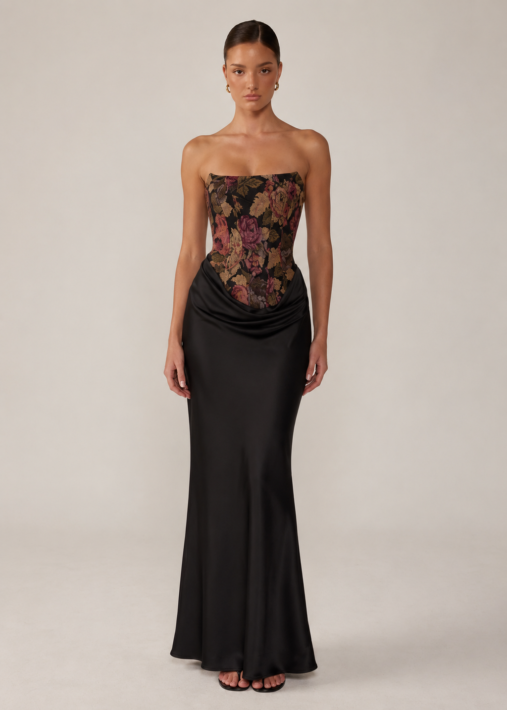 Abigail Floral Satin Maxi Dress