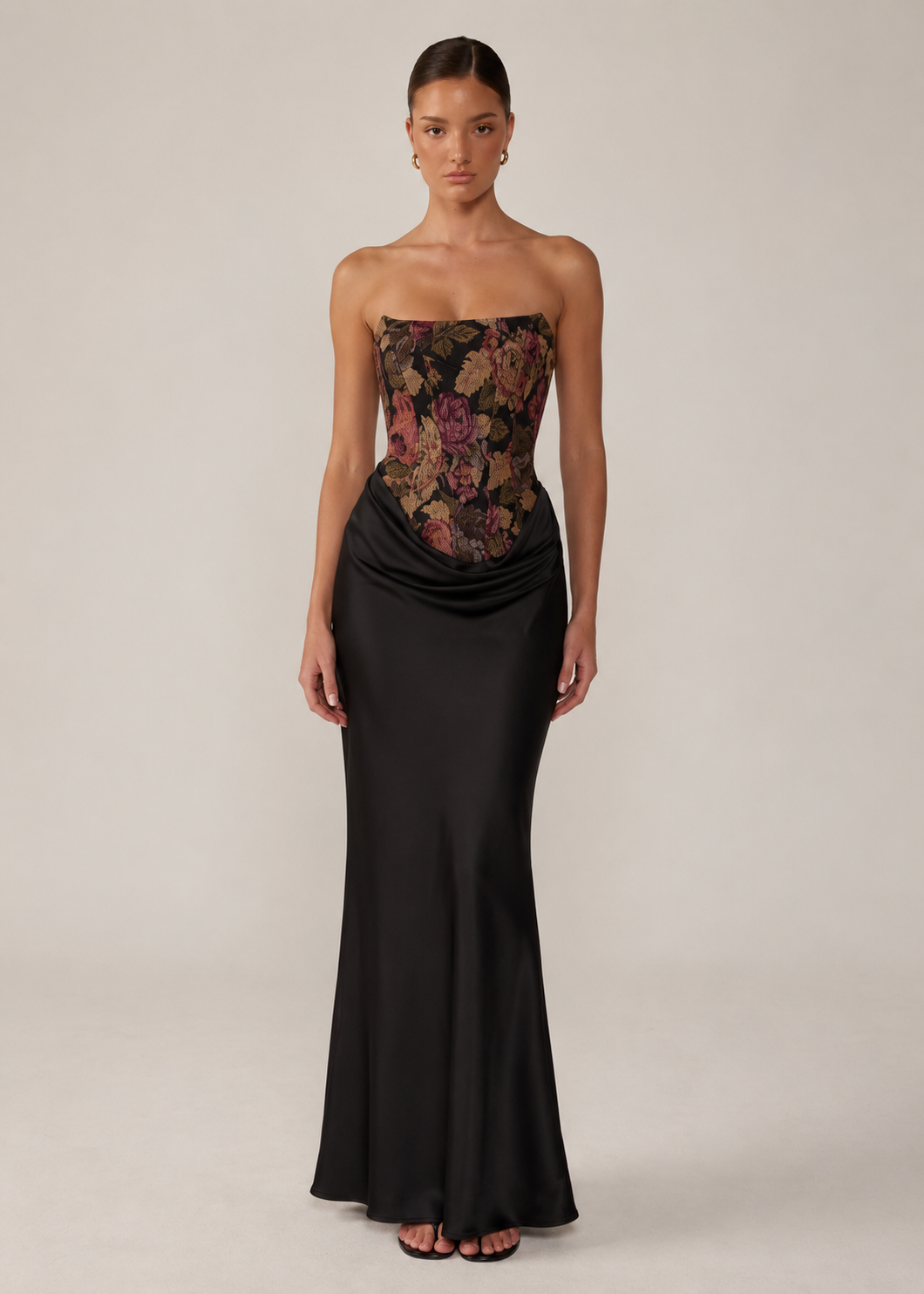 Abigail Floral Satin Maxi Dress
