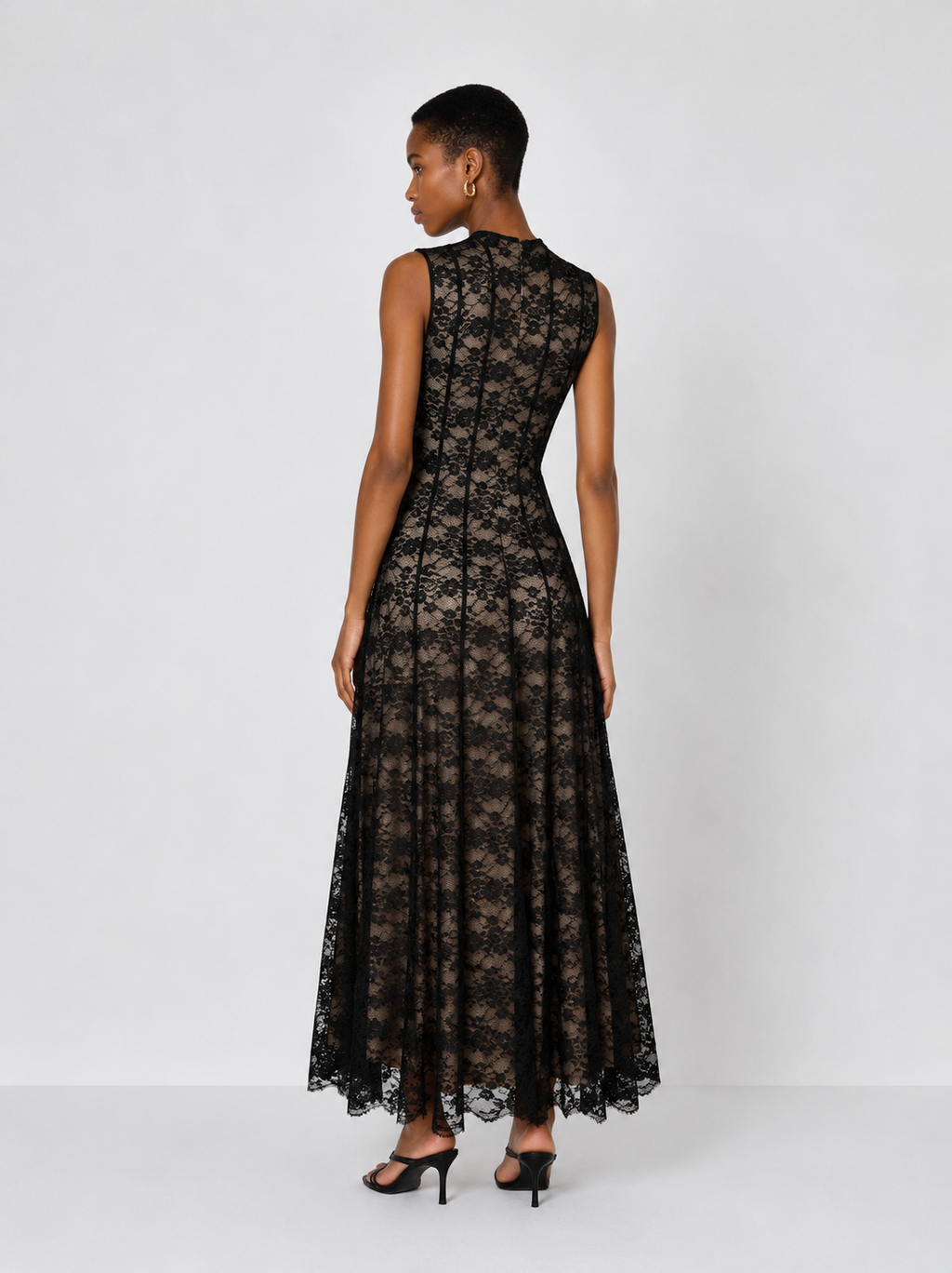 Acacia Lace Midi Dress - Black