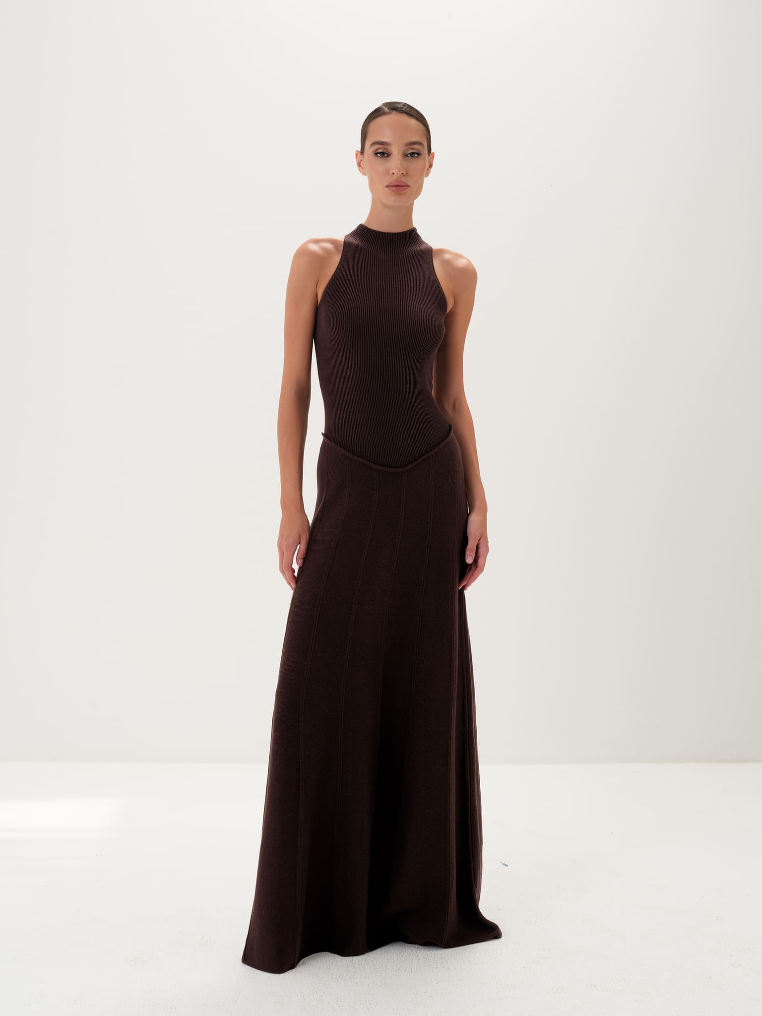 Asteri Maxi Dress in Cotton Knit - Black