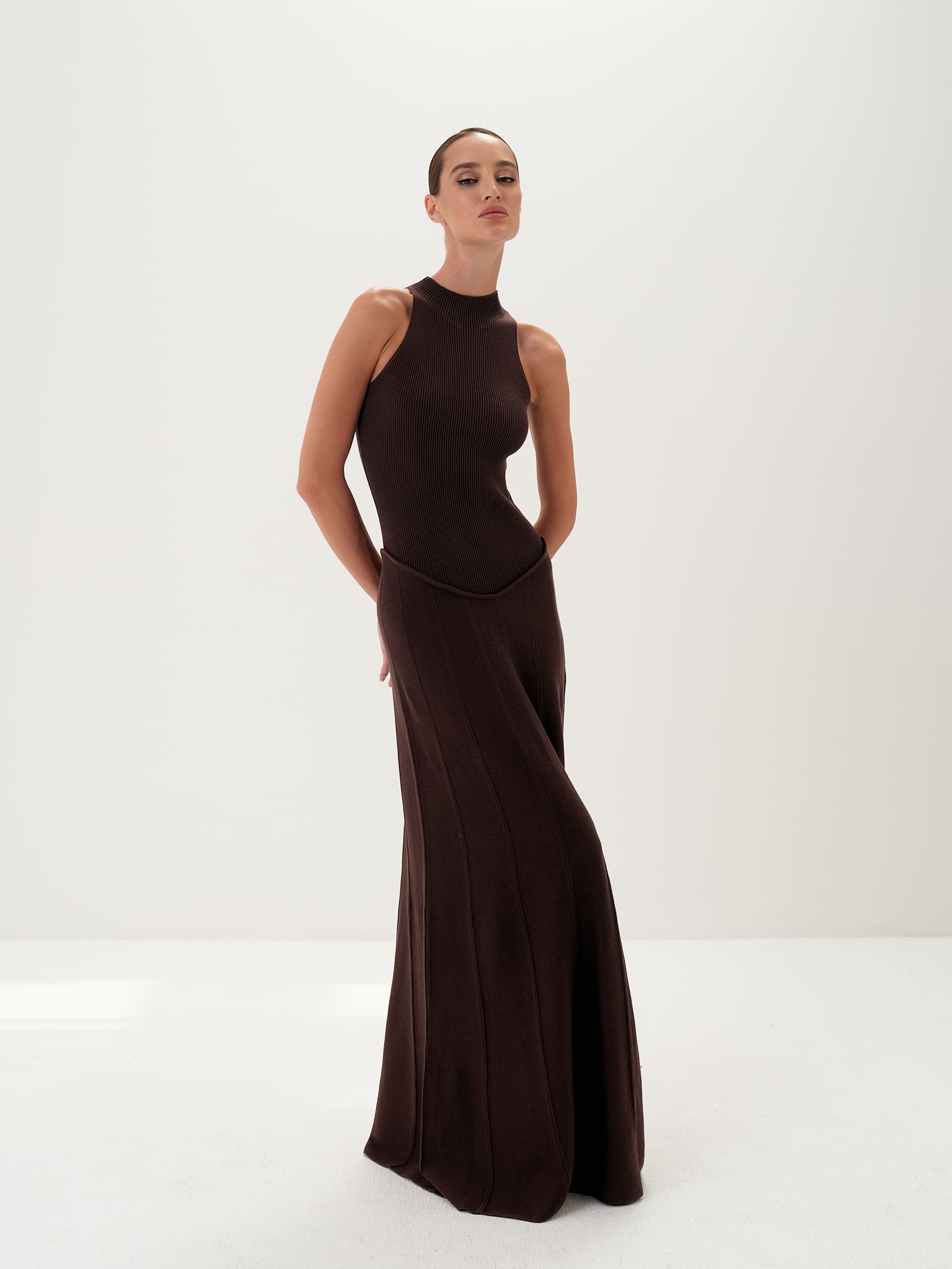 Asteri Maxi Dress in Cotton Knit - Black