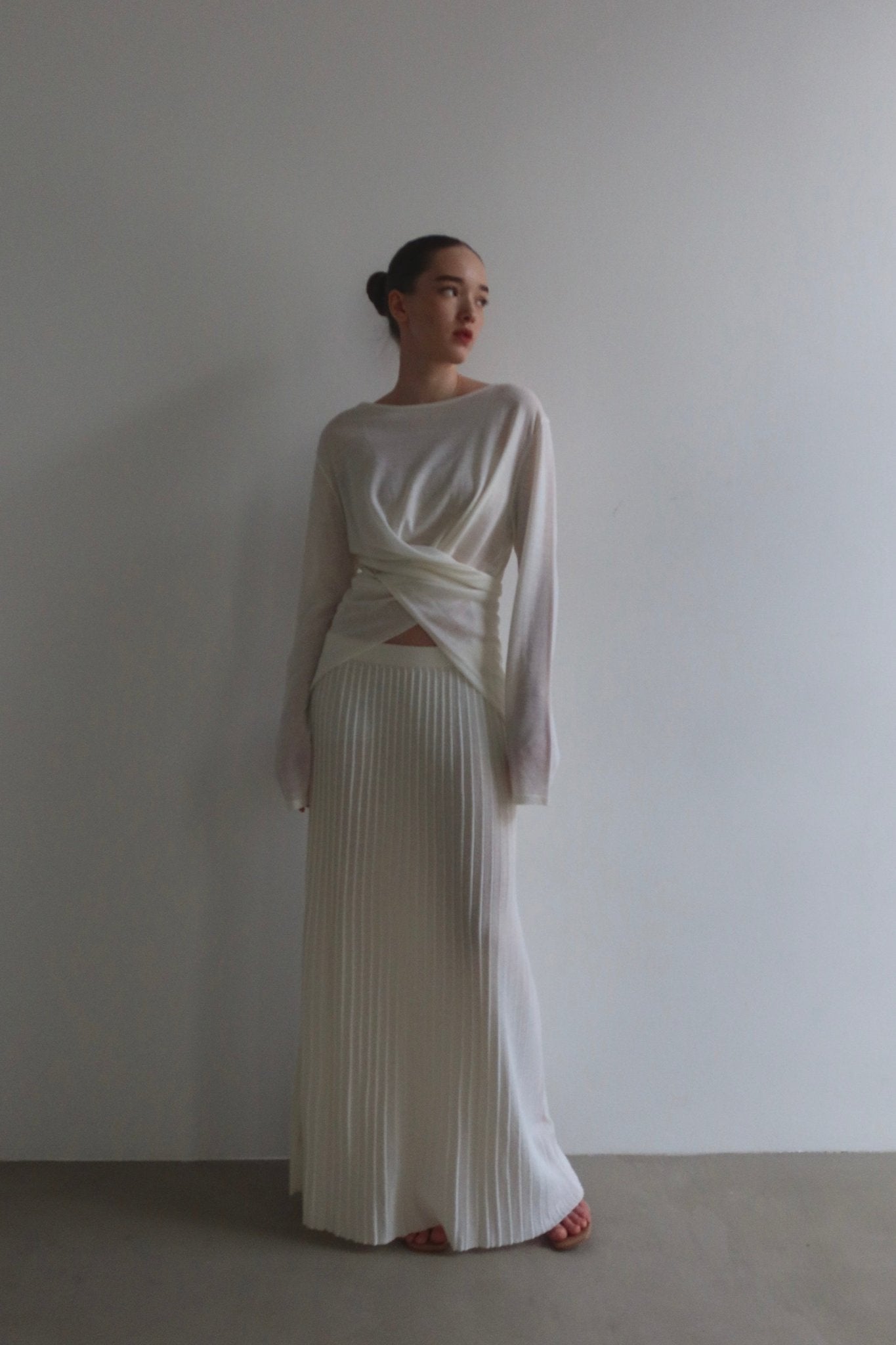 Alaya Cross-Back Top & Ribbed Maxi Skirt Set in Knit