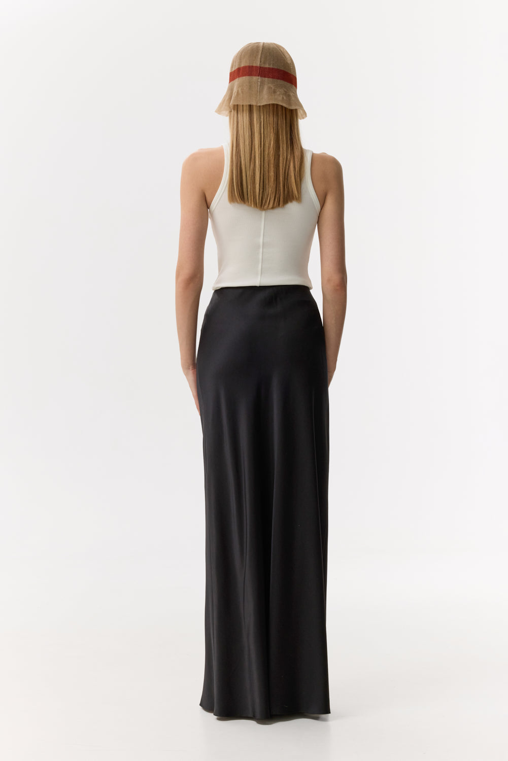 Alyssa Black silk satin maxi skirt