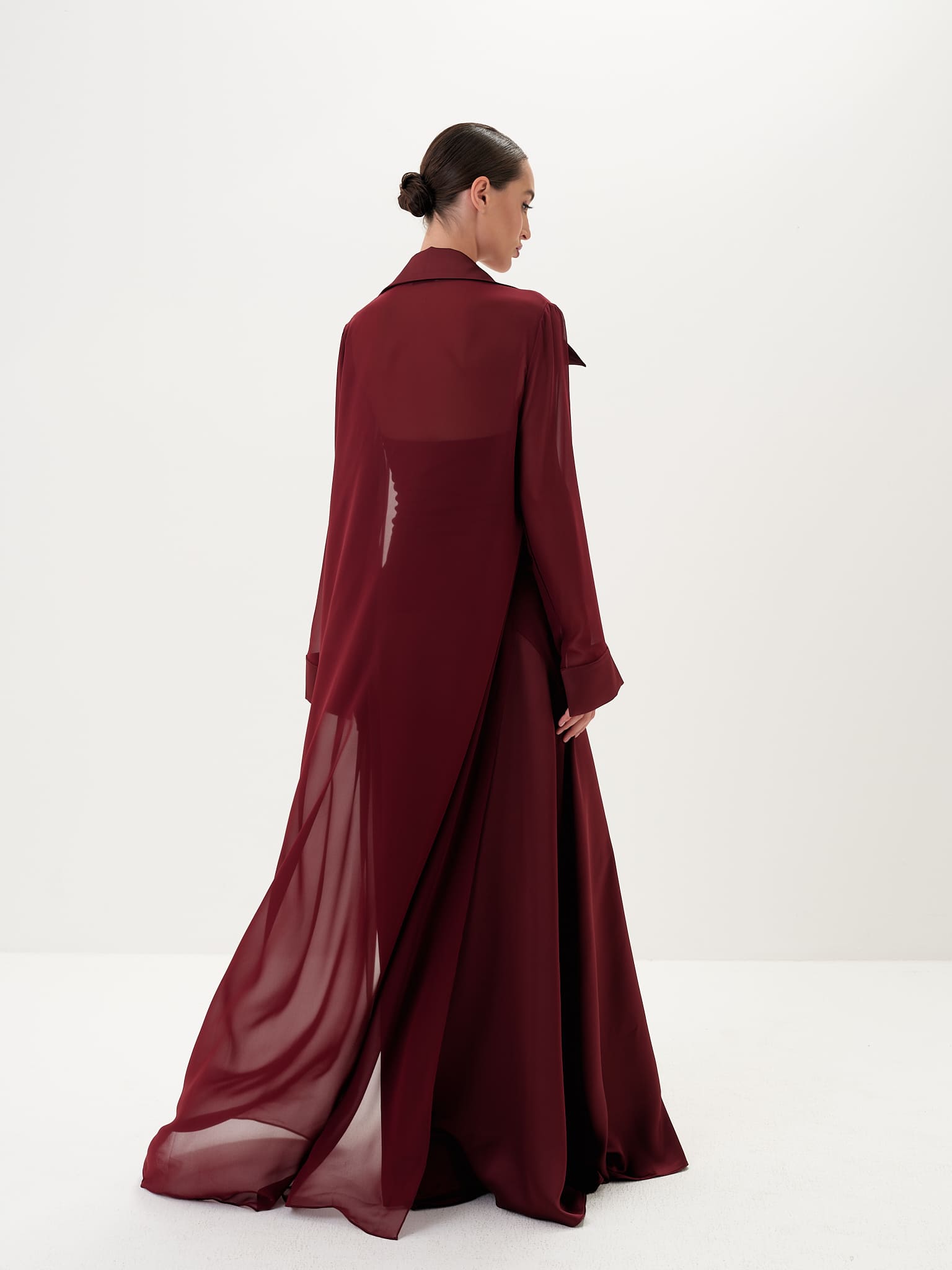 Amira Jacket & Dress Set in Naia™ Satin - Burgundy
