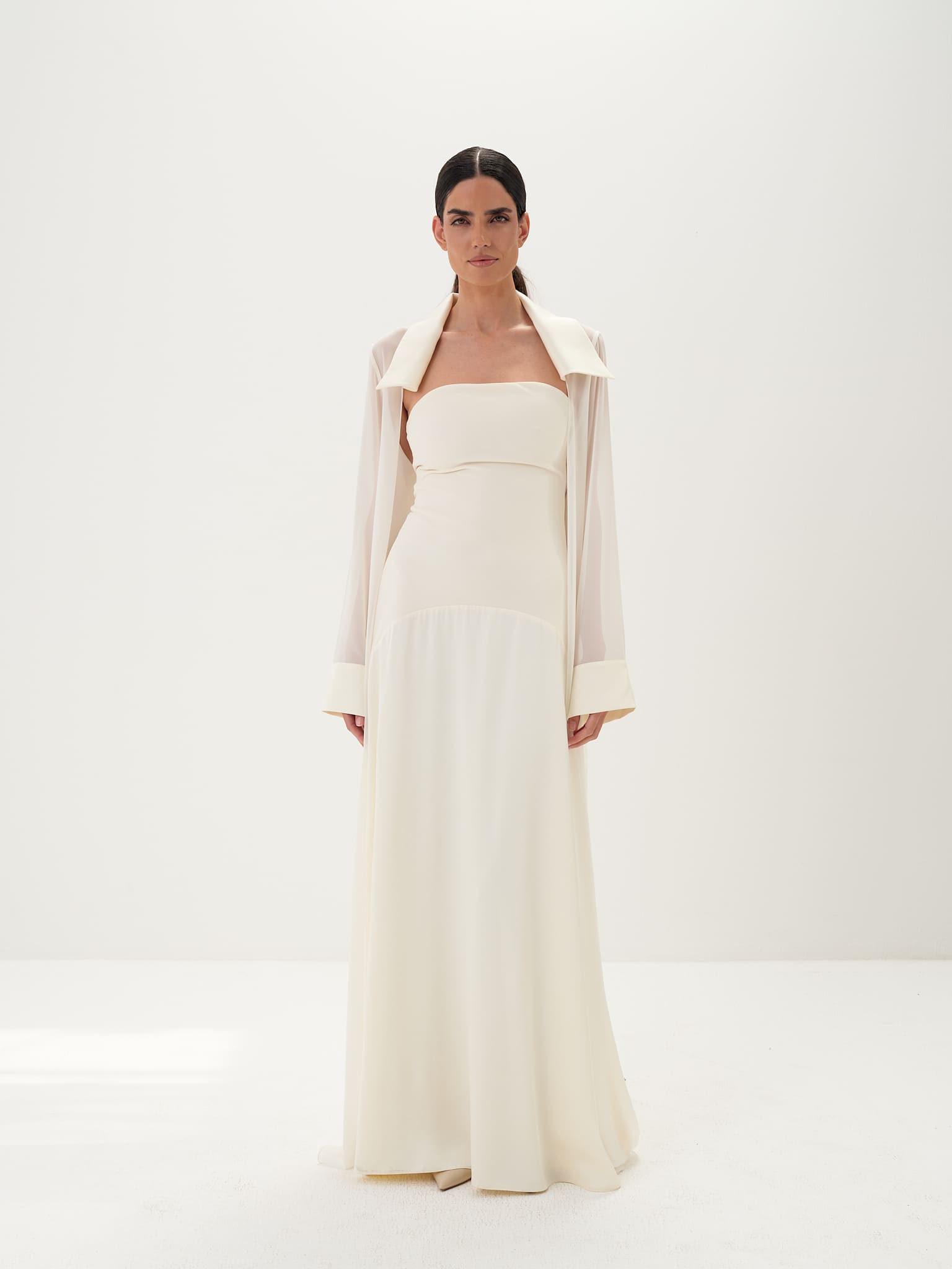 Amira Jacket & Dress Set in Naia™ Satin - Ivory