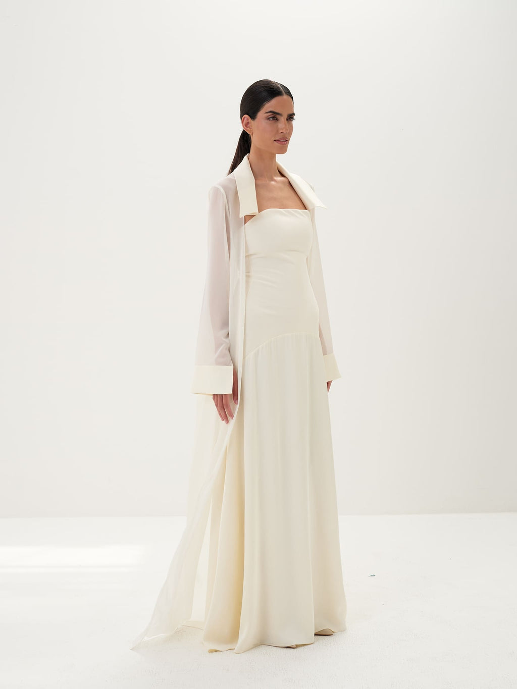 Amira Jacket & Dress Set in Naia™ Satin - Ivory