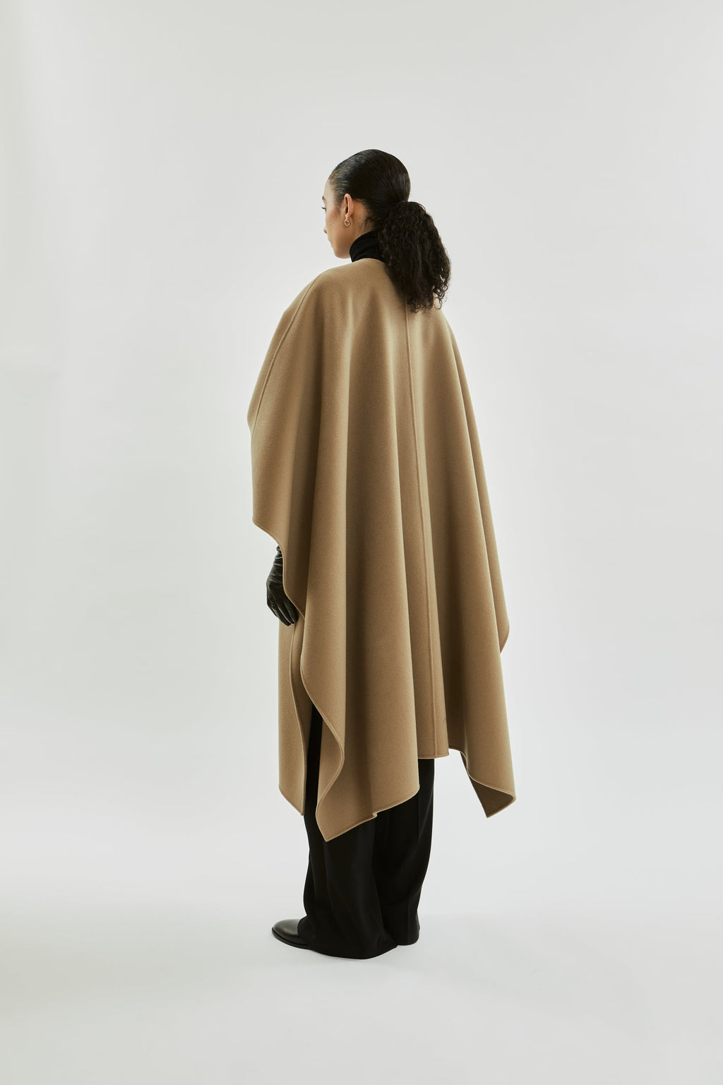 Aspen poncho | Greige - Wool cashmere blend