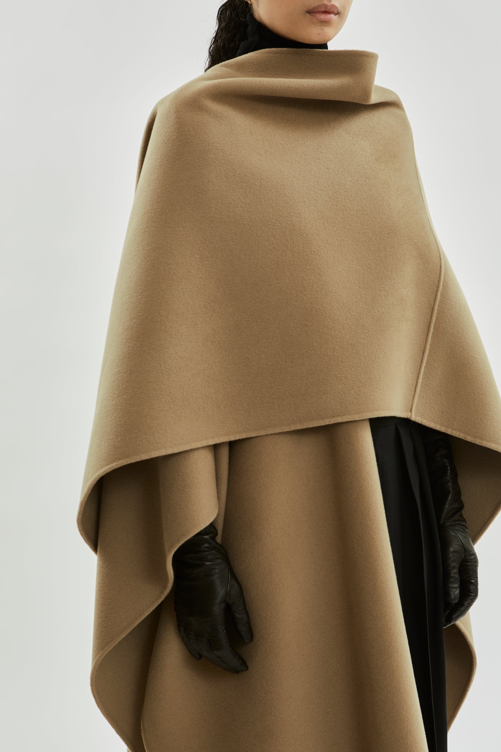 Aspen poncho | Greige - Wool cashmere blend