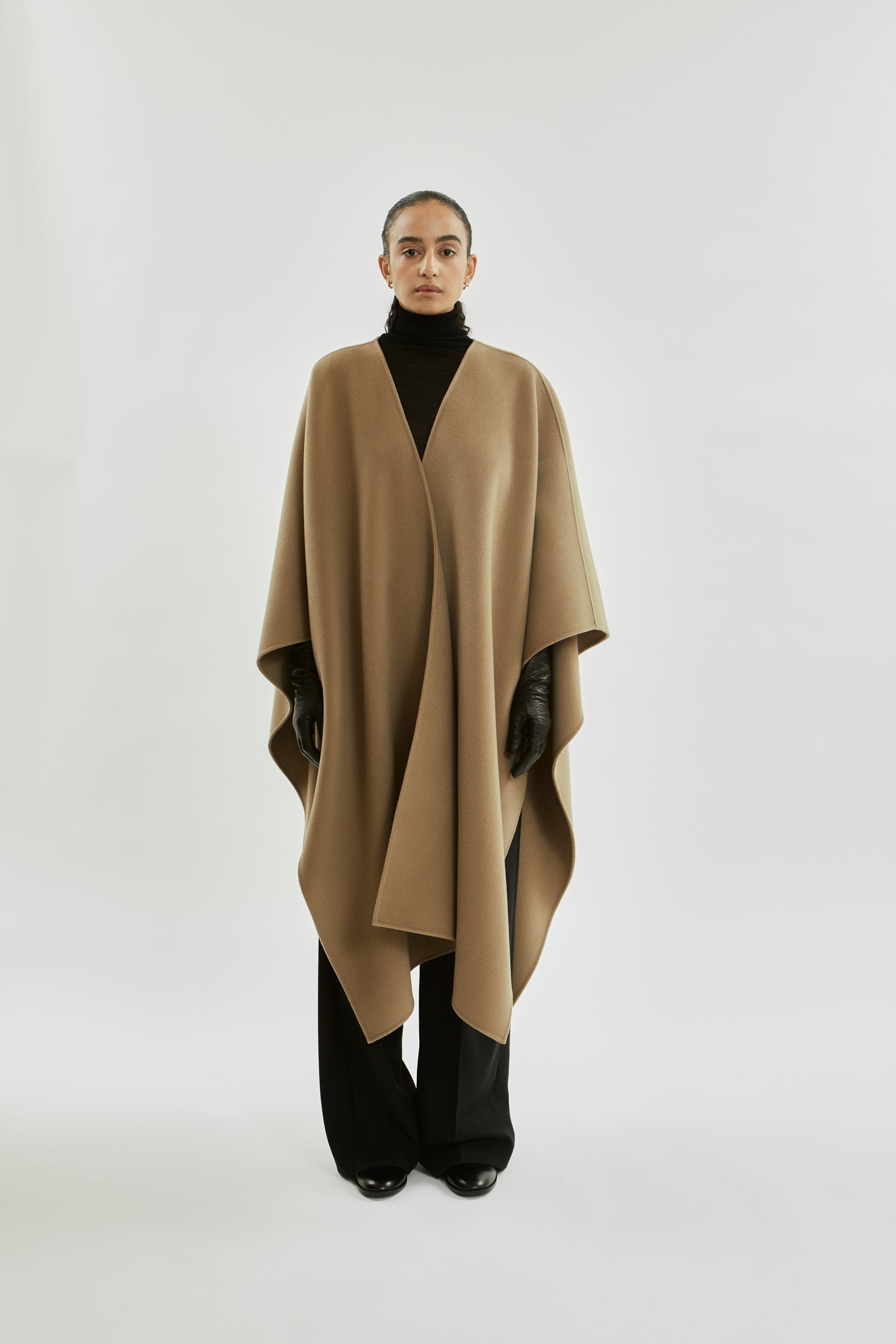 Aspen poncho | Greige - Wool cashmere blend
