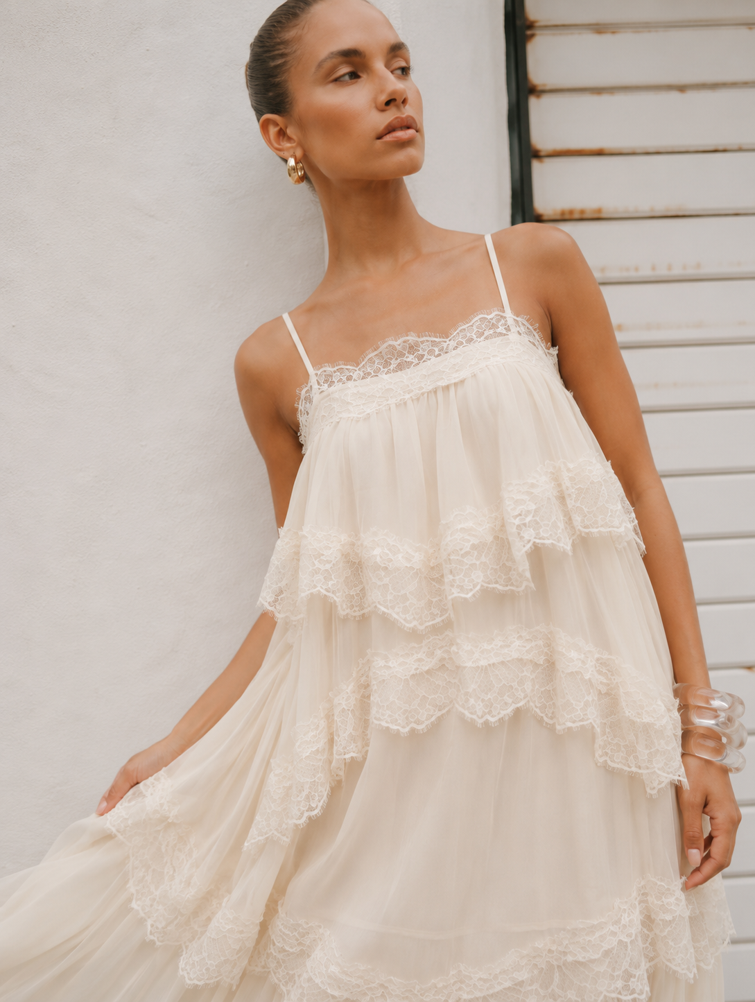 Joyce Lace Tiered Maxi Dress