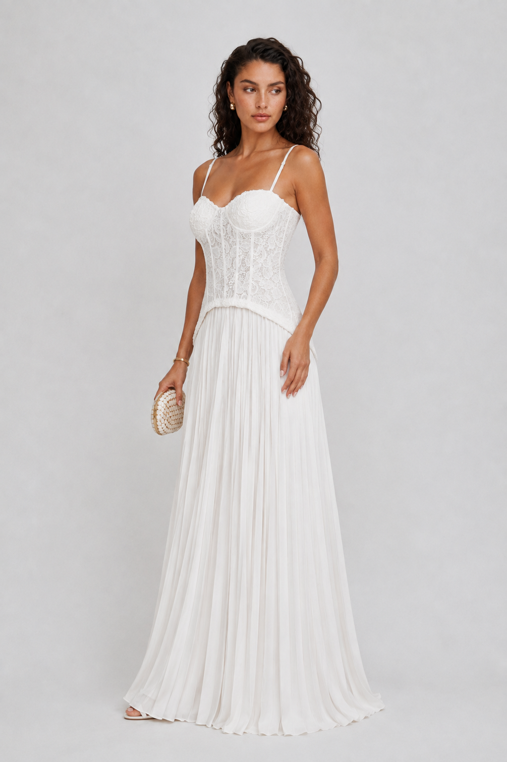Solene Lace Pleated Dress