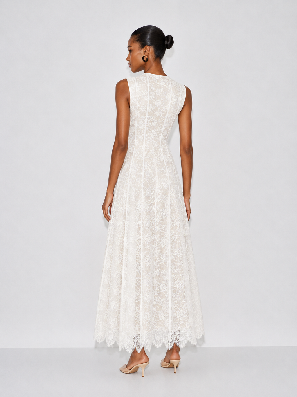 Acacia Lace Midi Dress - White