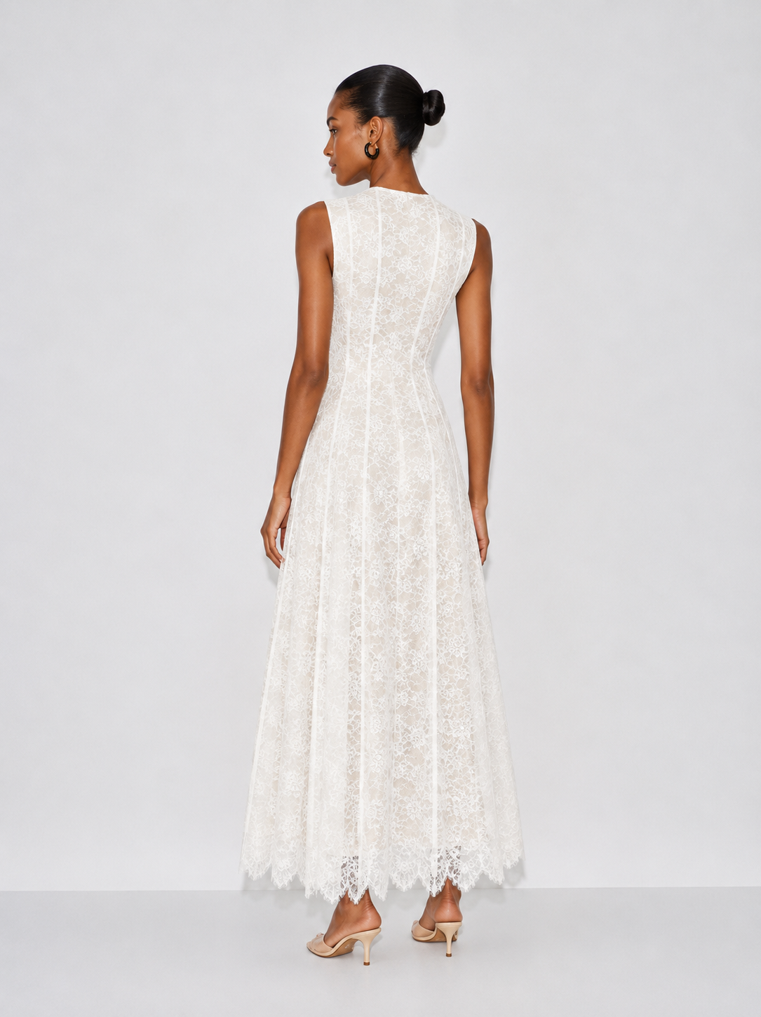 Acacia Lace Midi Dress - White