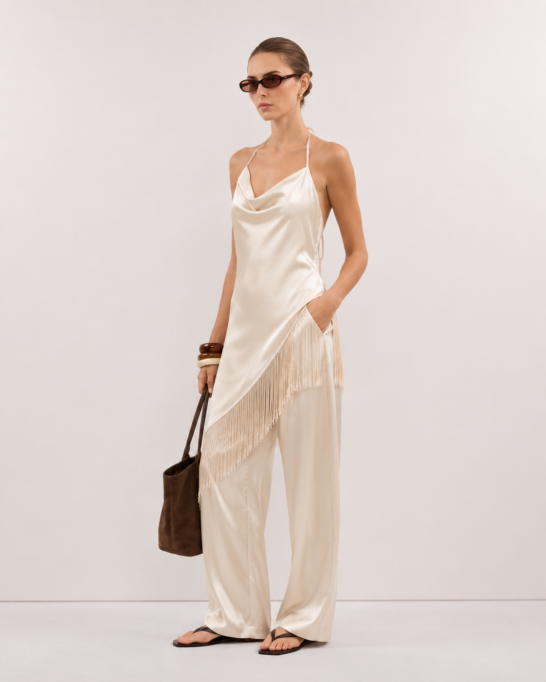 Paige Satin Fringe Co-ord Set