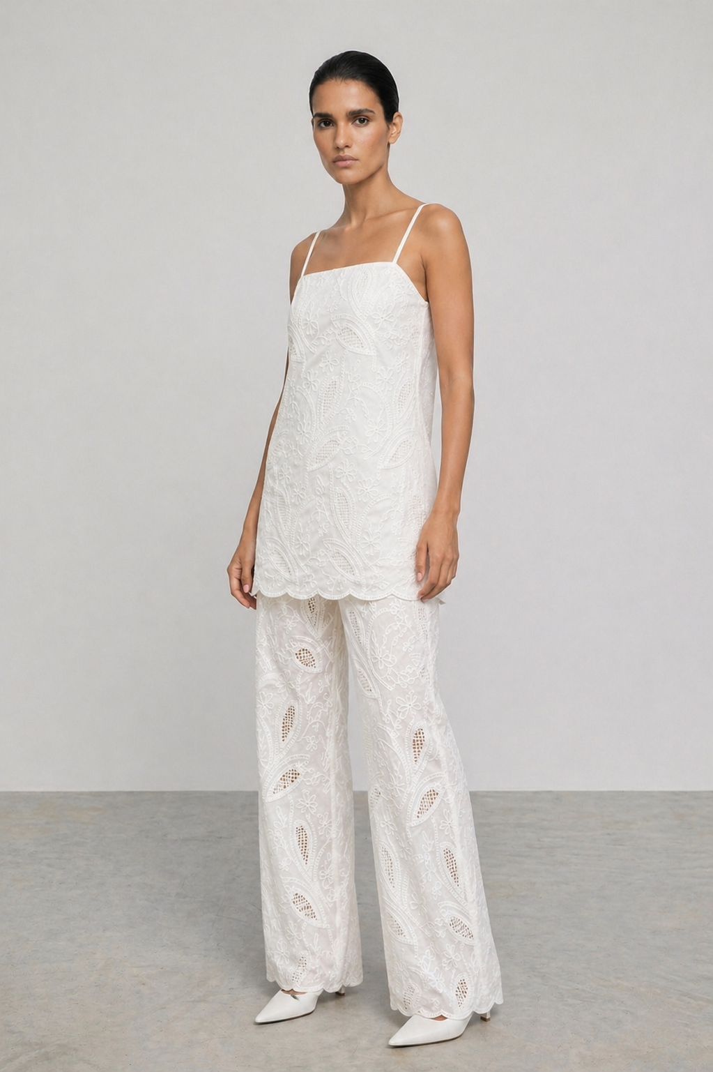 Beatrice Embroidered Lace Camisole & Pants Set
