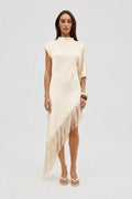 Tibby Asymmetric Fringe Midi Dress