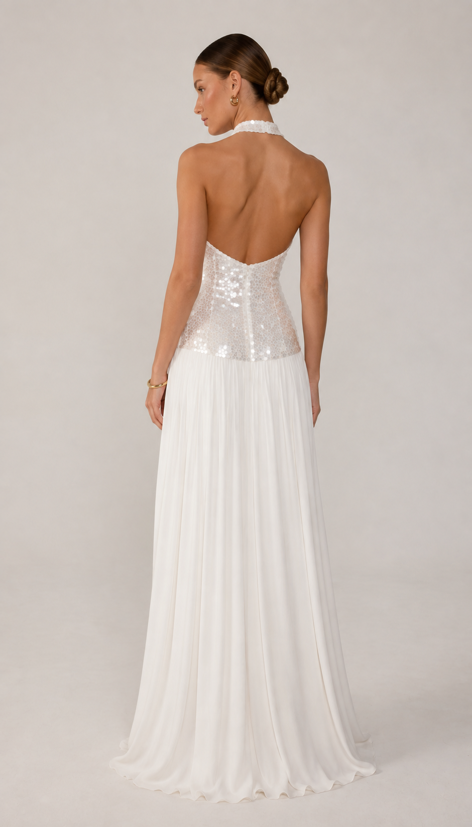 Yuri Sequin Draped Maxi Dress
