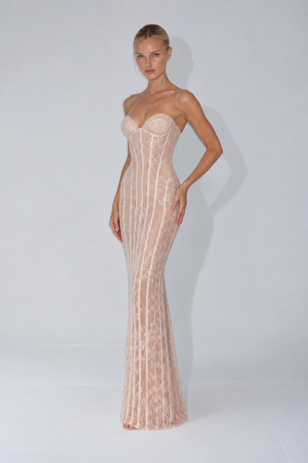 Layla Lace Corset Maxi Dress - White