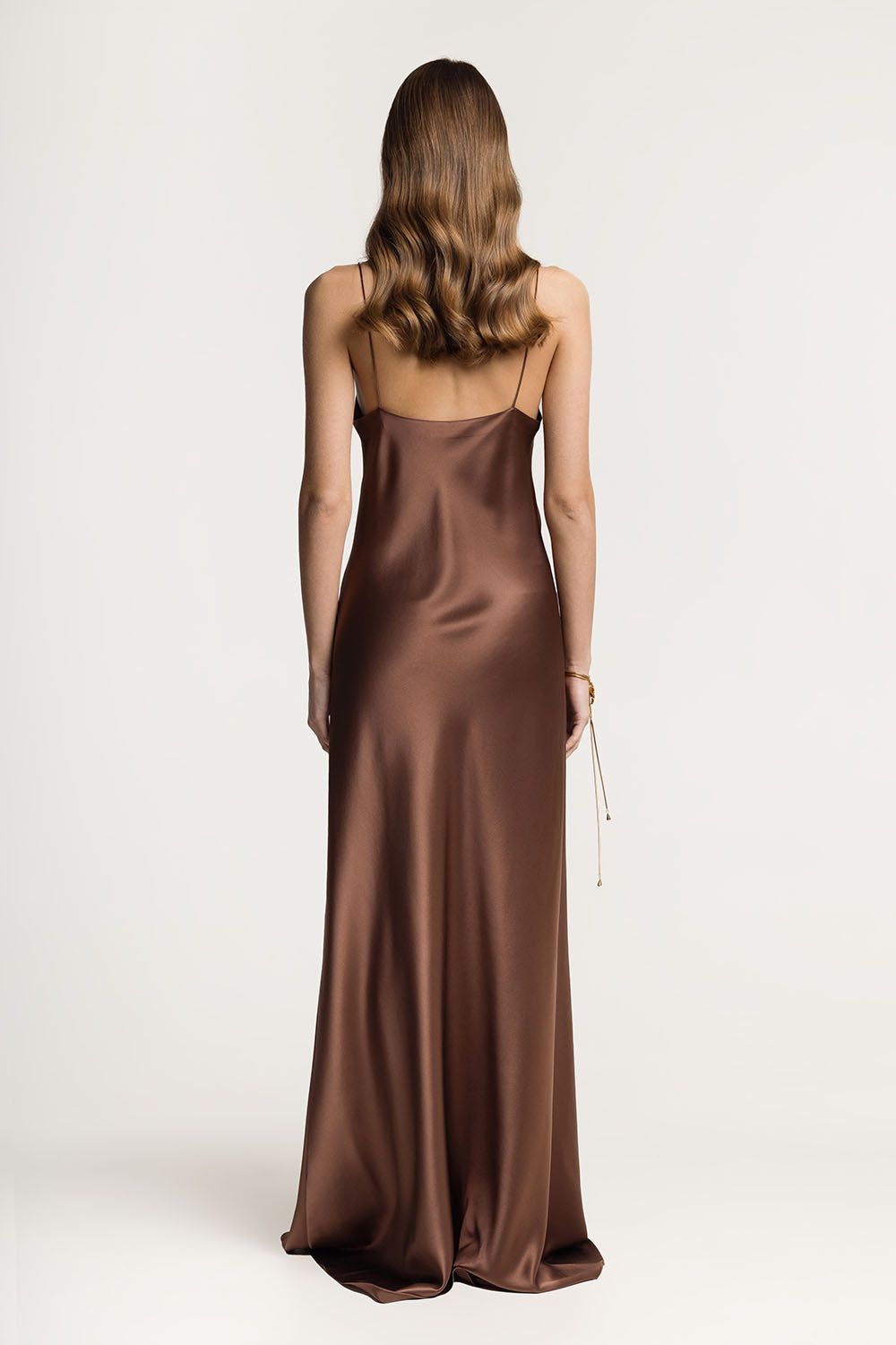 Carolyn Chocolate silk-satin maxi dress - Image 2