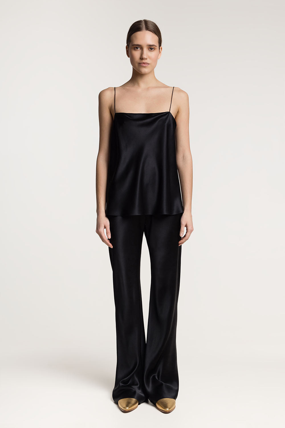 Riviera Black silk satin bias cut slim pants - Image 3