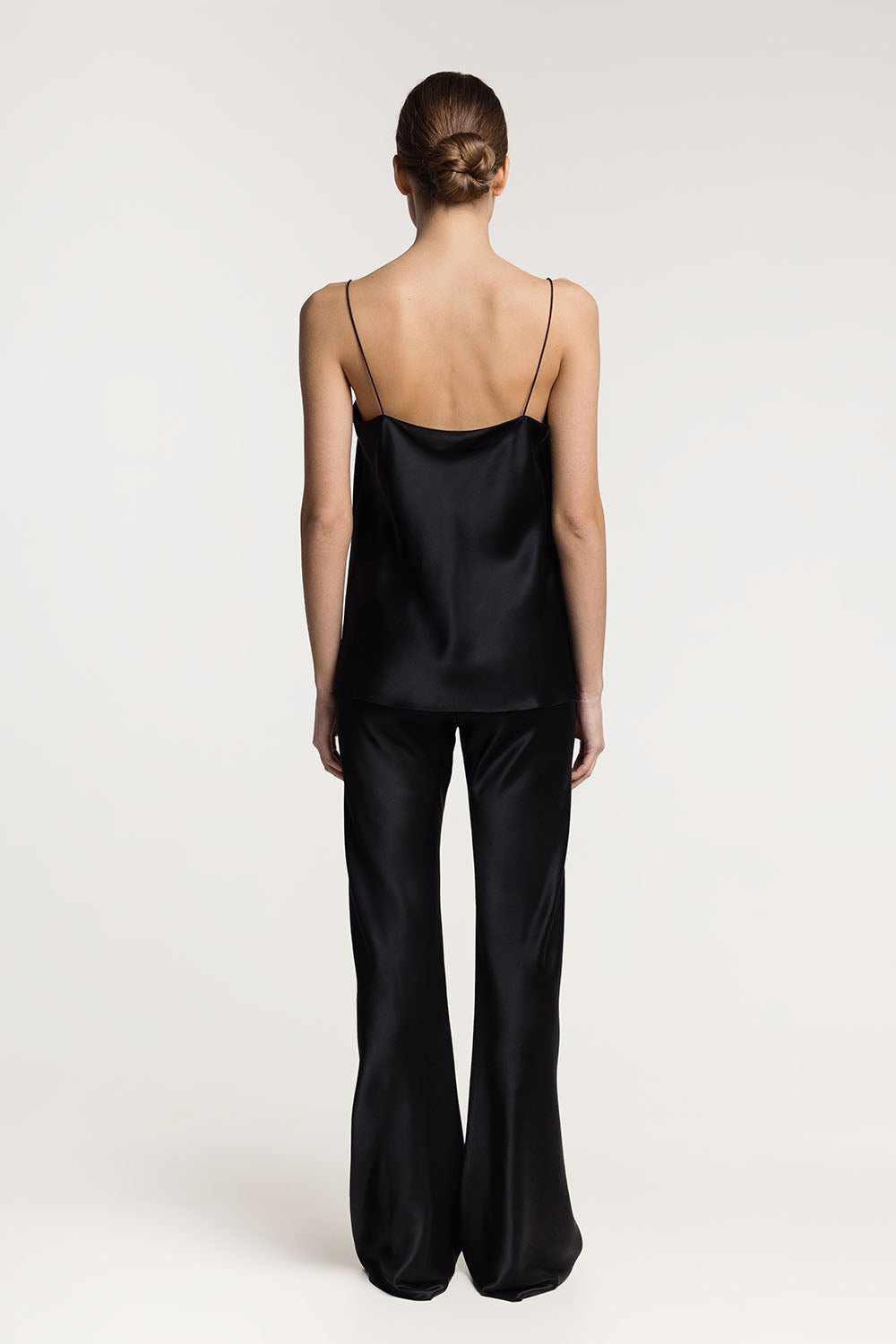 Hanna Black straight neck silk satin cami top - Image 2