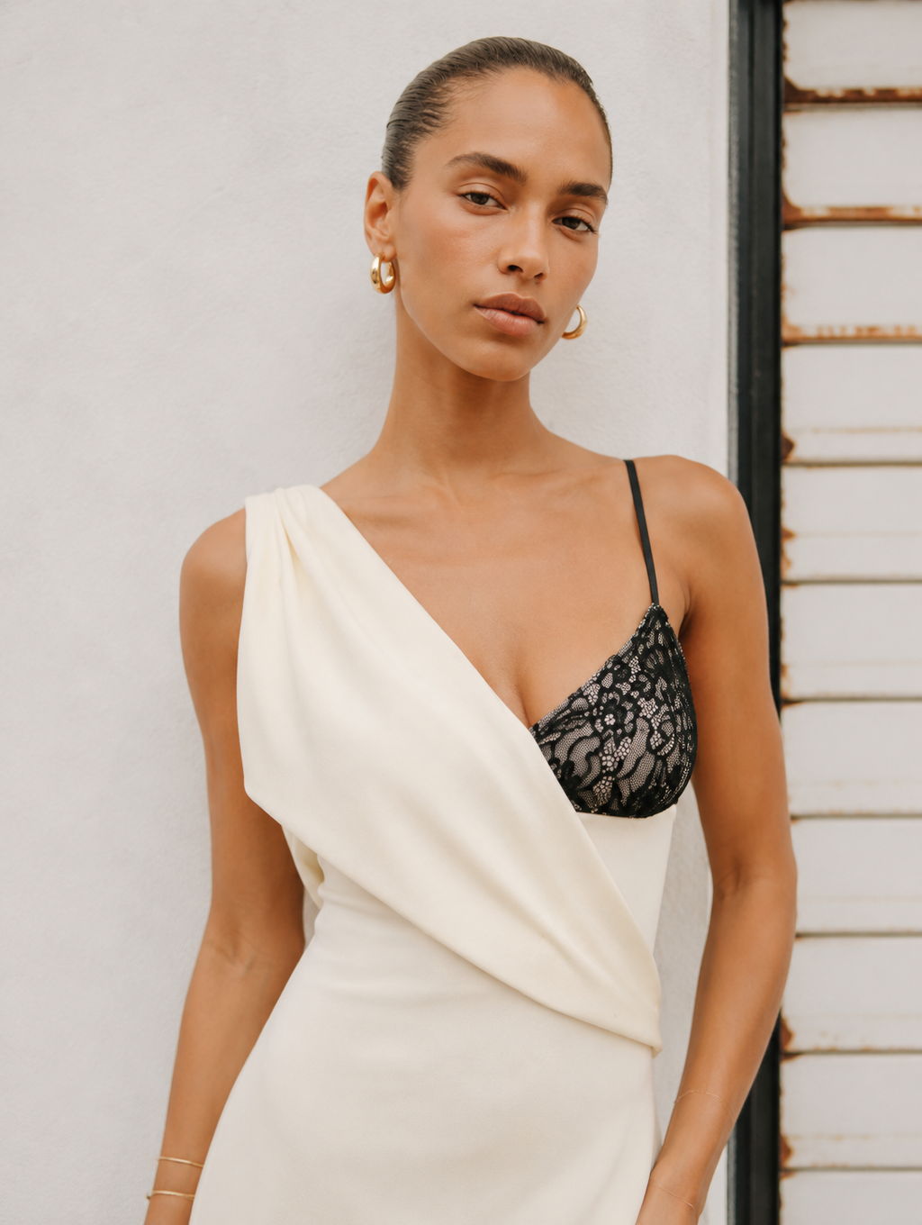 Clara Satin Lace Maxi Dress
