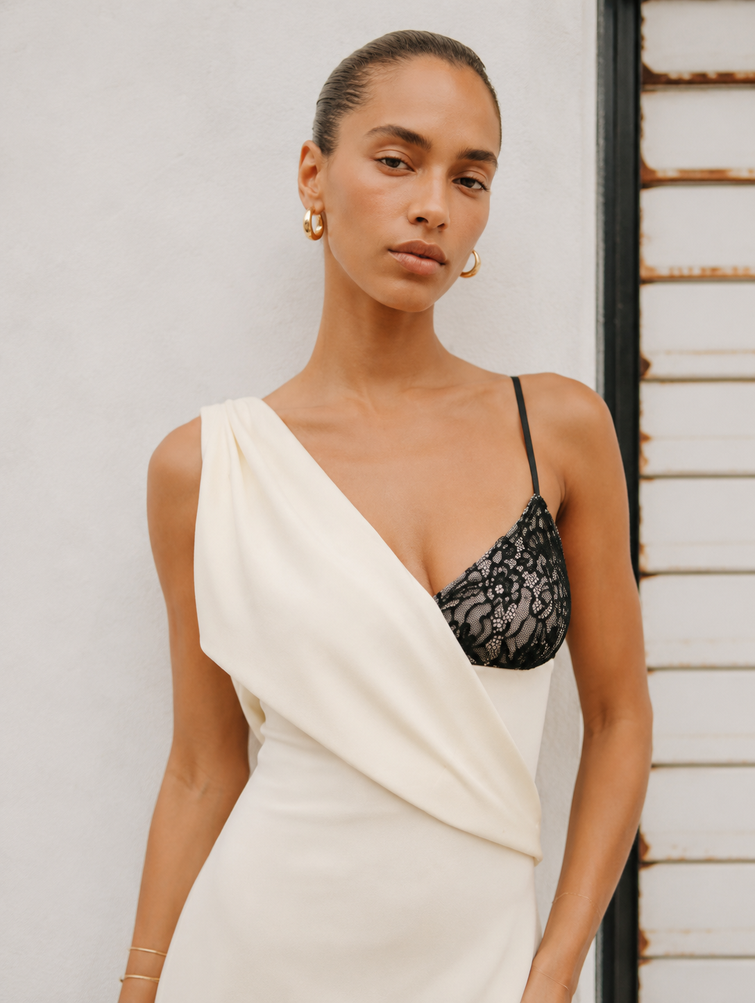 Clara Satin Lace Maxi Dress