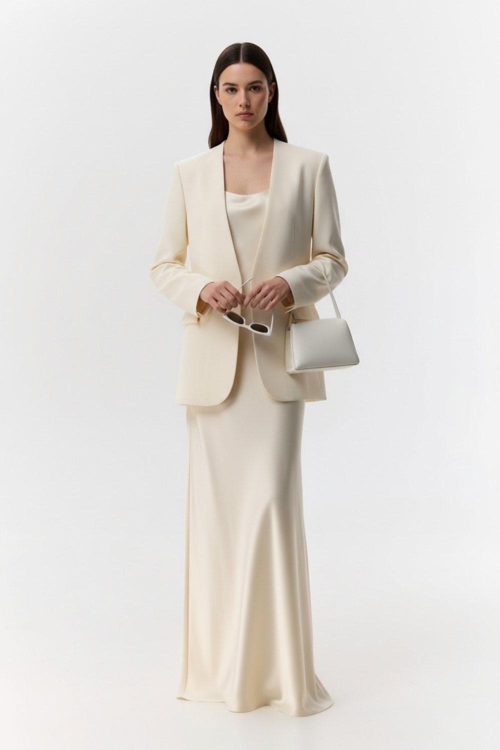 Creamy silk wool blazer
