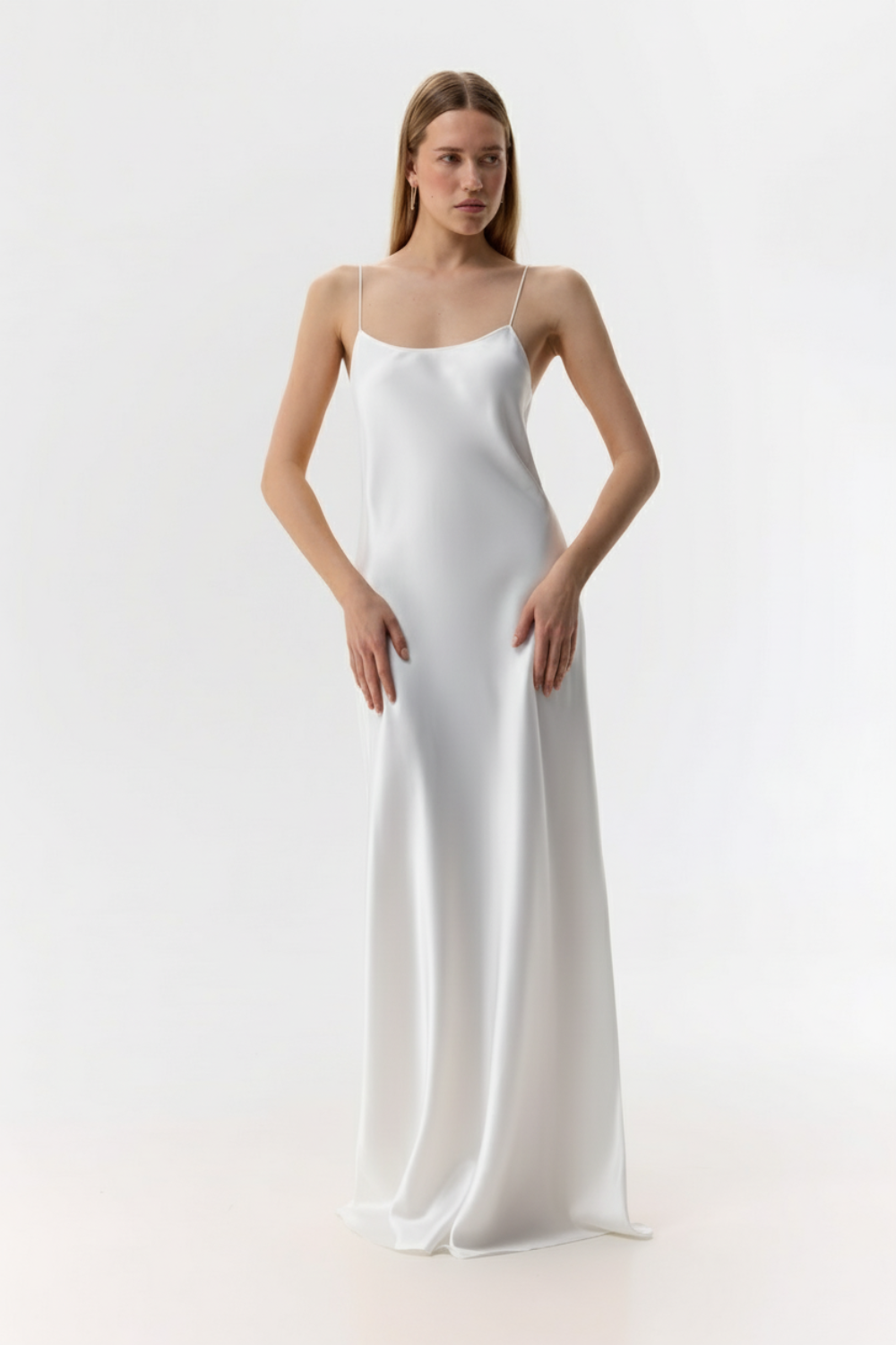 Carolyn White silk-satin maxi dress