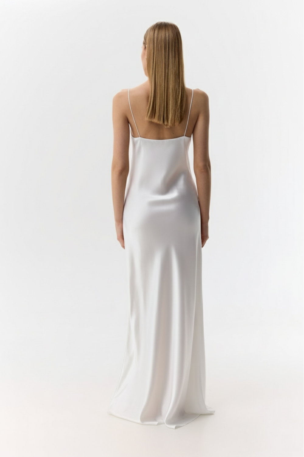 Carolyn White silk-satin maxi dress