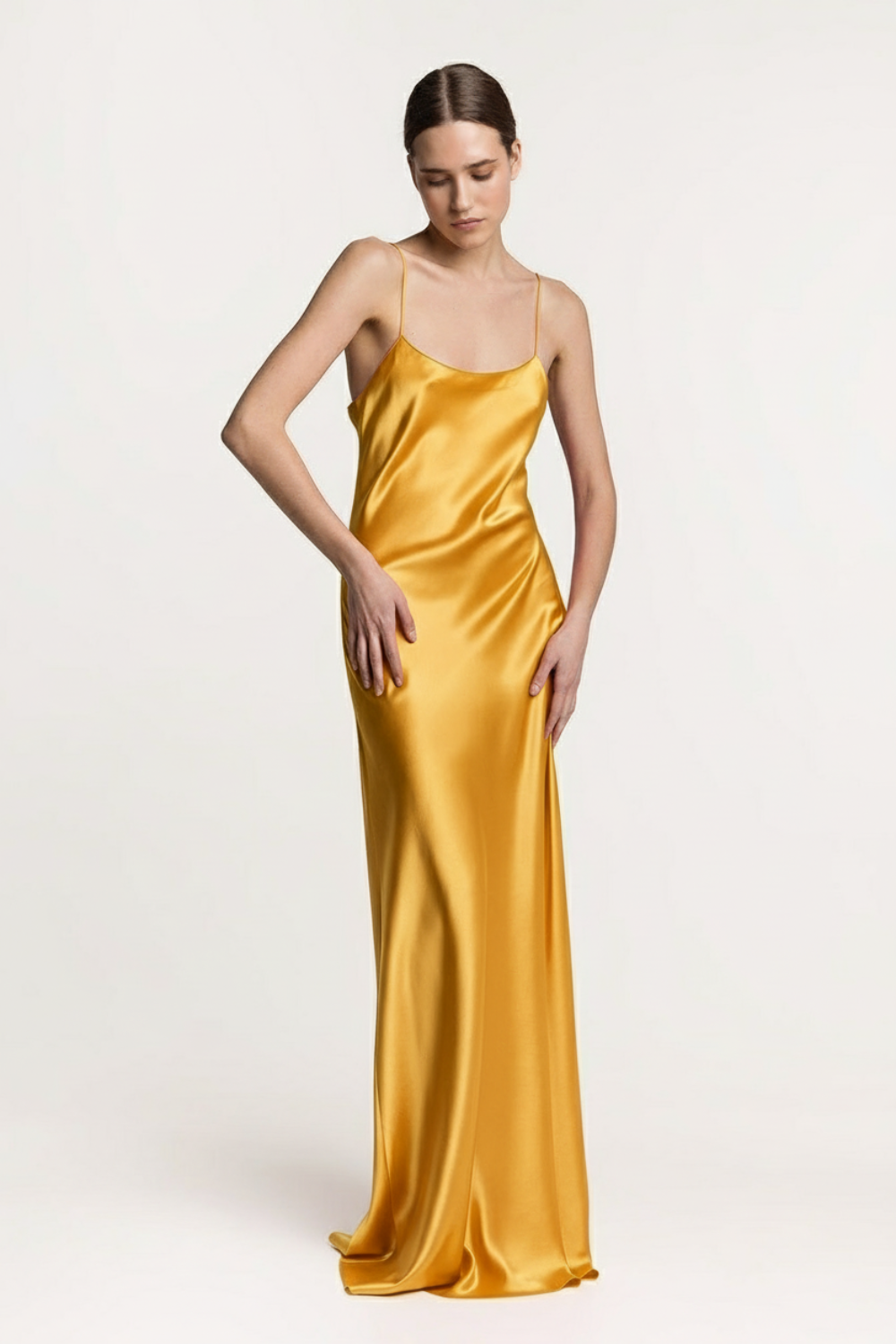 Carolyn Gold scoop-neck silk satin maxi dress