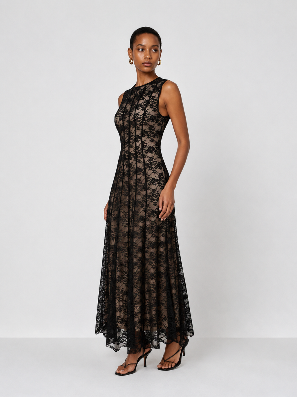 Acacia Lace Midi Dress - Black