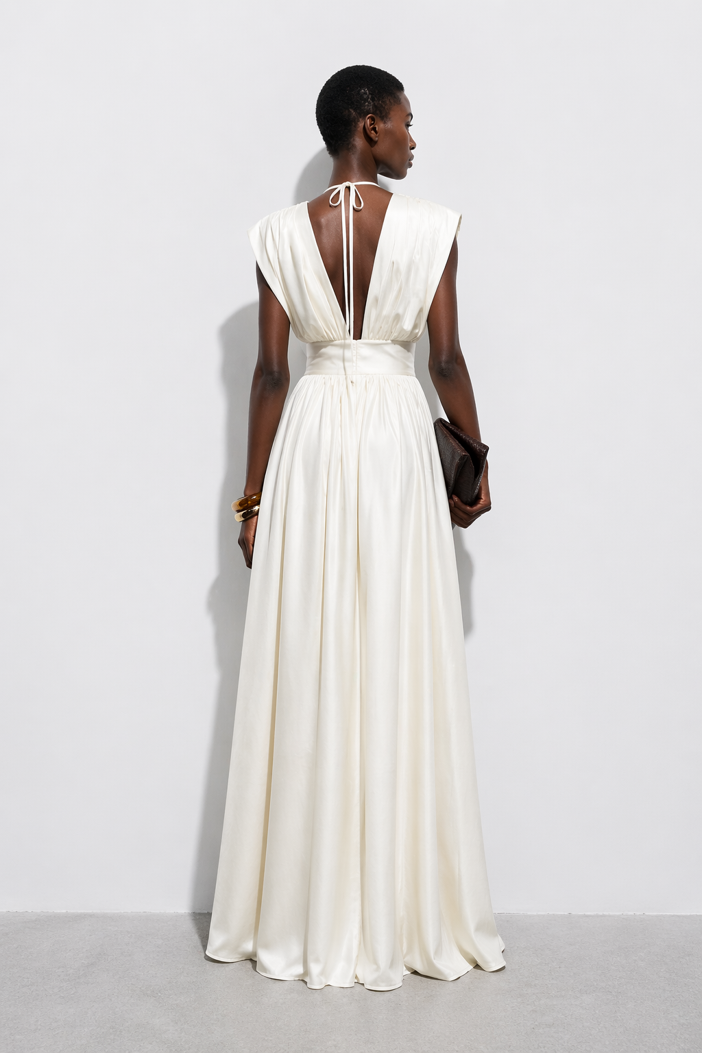Roxie Satin Maxi Dress Cream