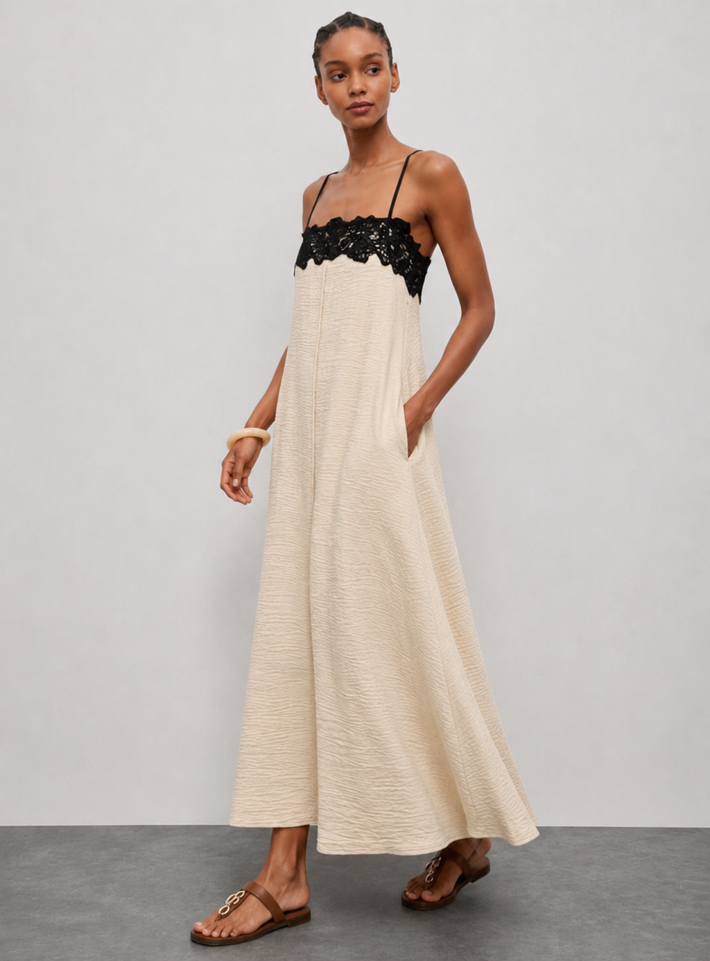 Élodie Lace Trim Maxi Dress
